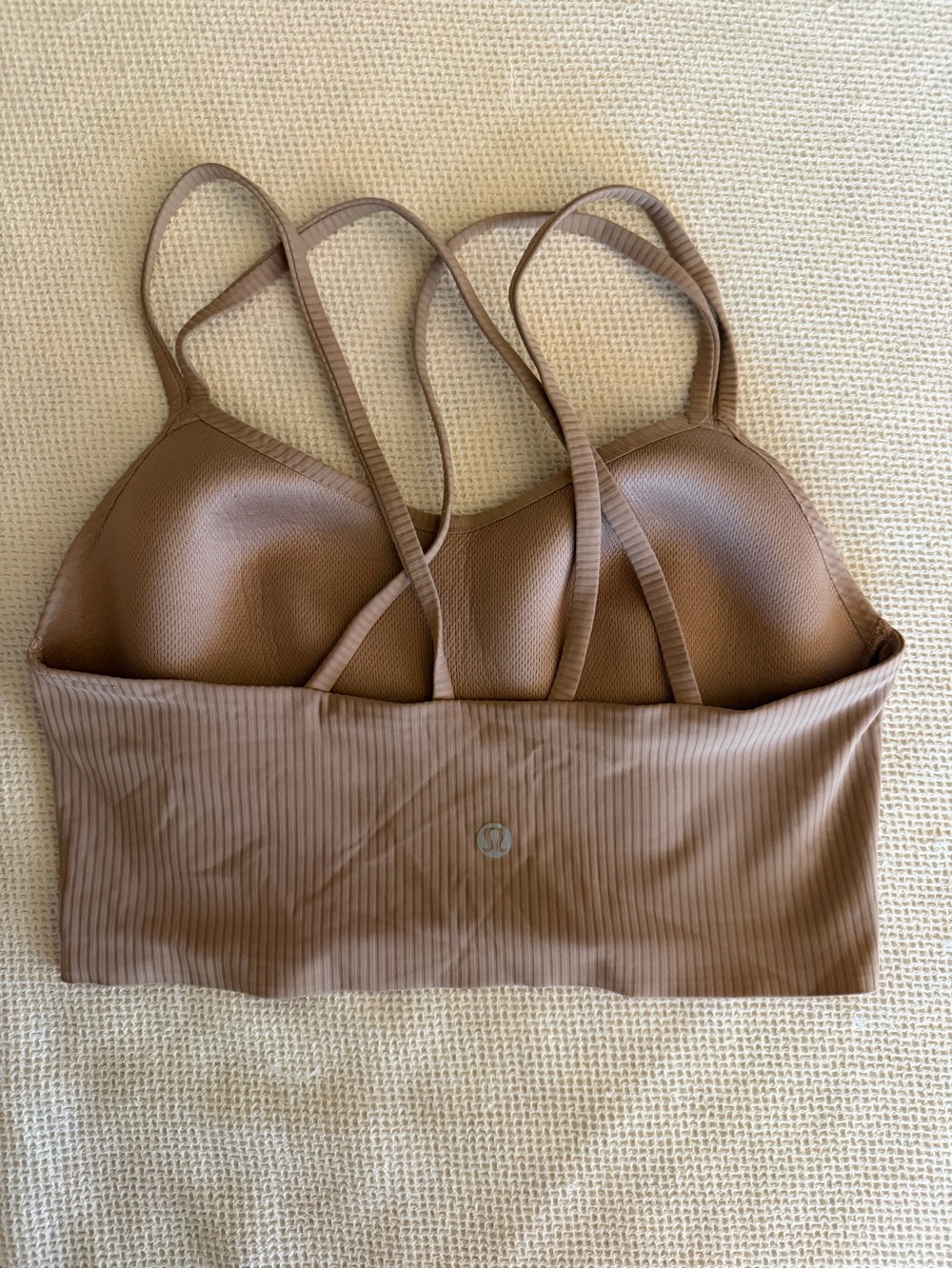 lululemon athletica Cloud Ribbed Longline Brown Strappy Sports Bra